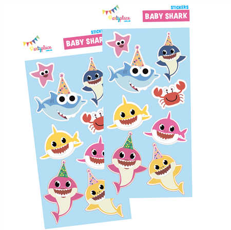 Stickers en planchitas Baby Shark 6u